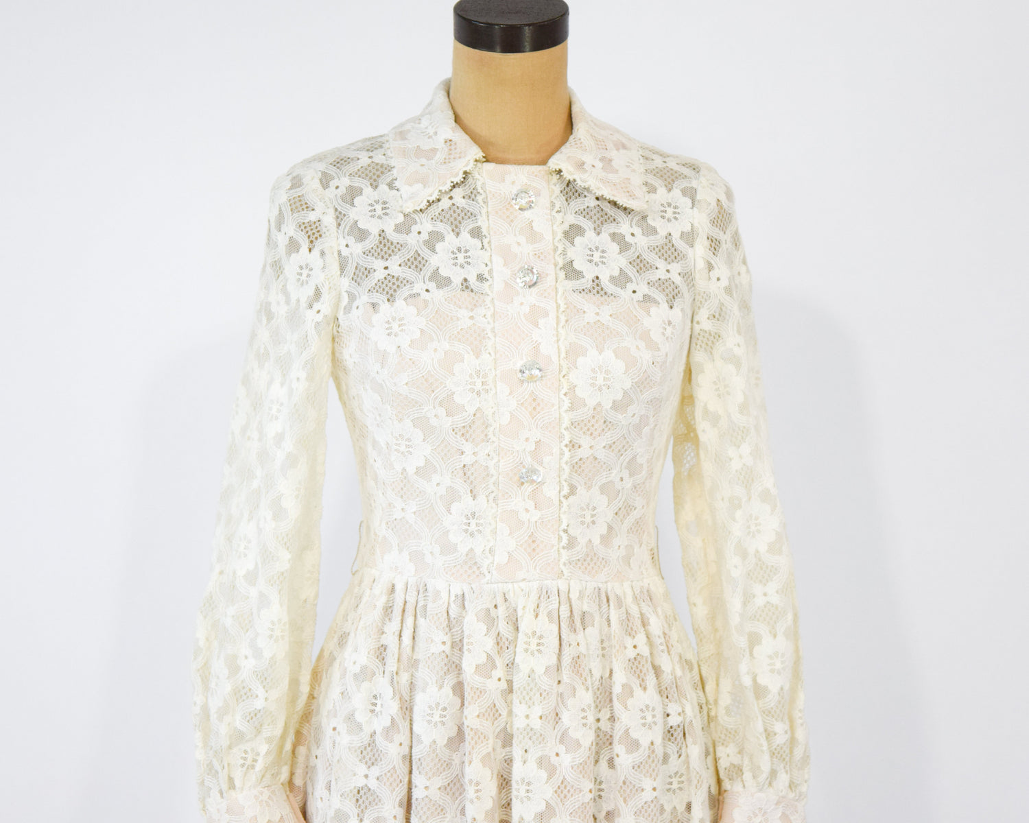 1950s White Lace Wedding Dress