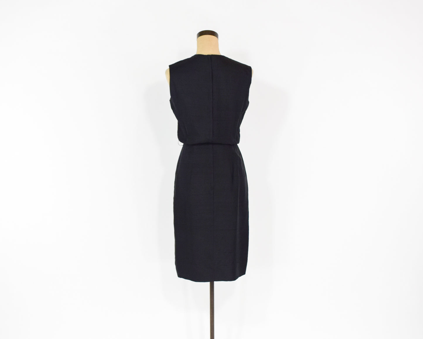 1960s Black Silk Sleeveless Dress, Extra Small
