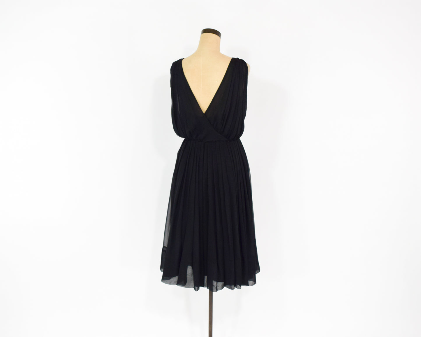 1960s Black Silk Chiffon Party Dress Small