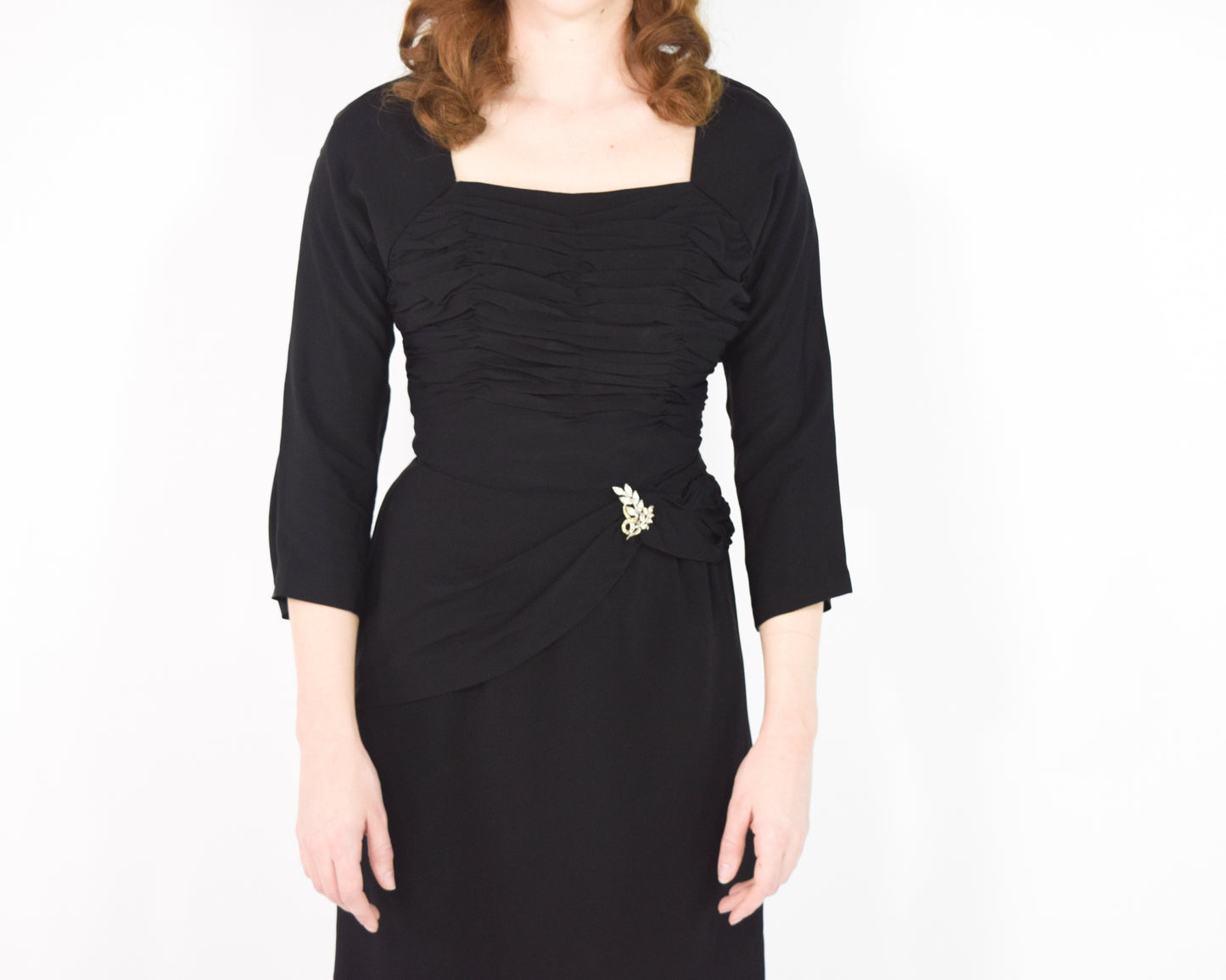 1950s Black Wiggle Cocktail Dress XS