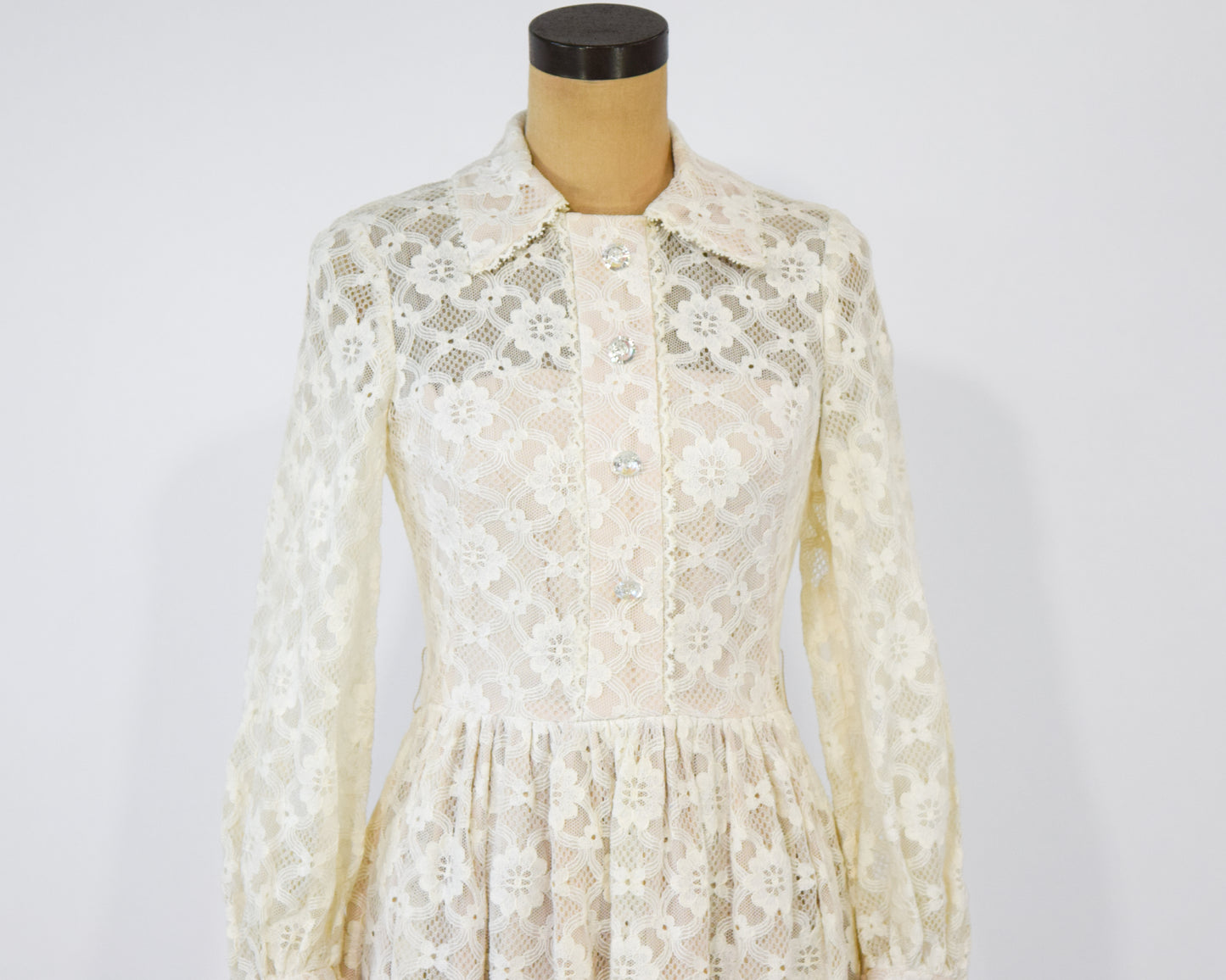 1950s White Lace Dress Small