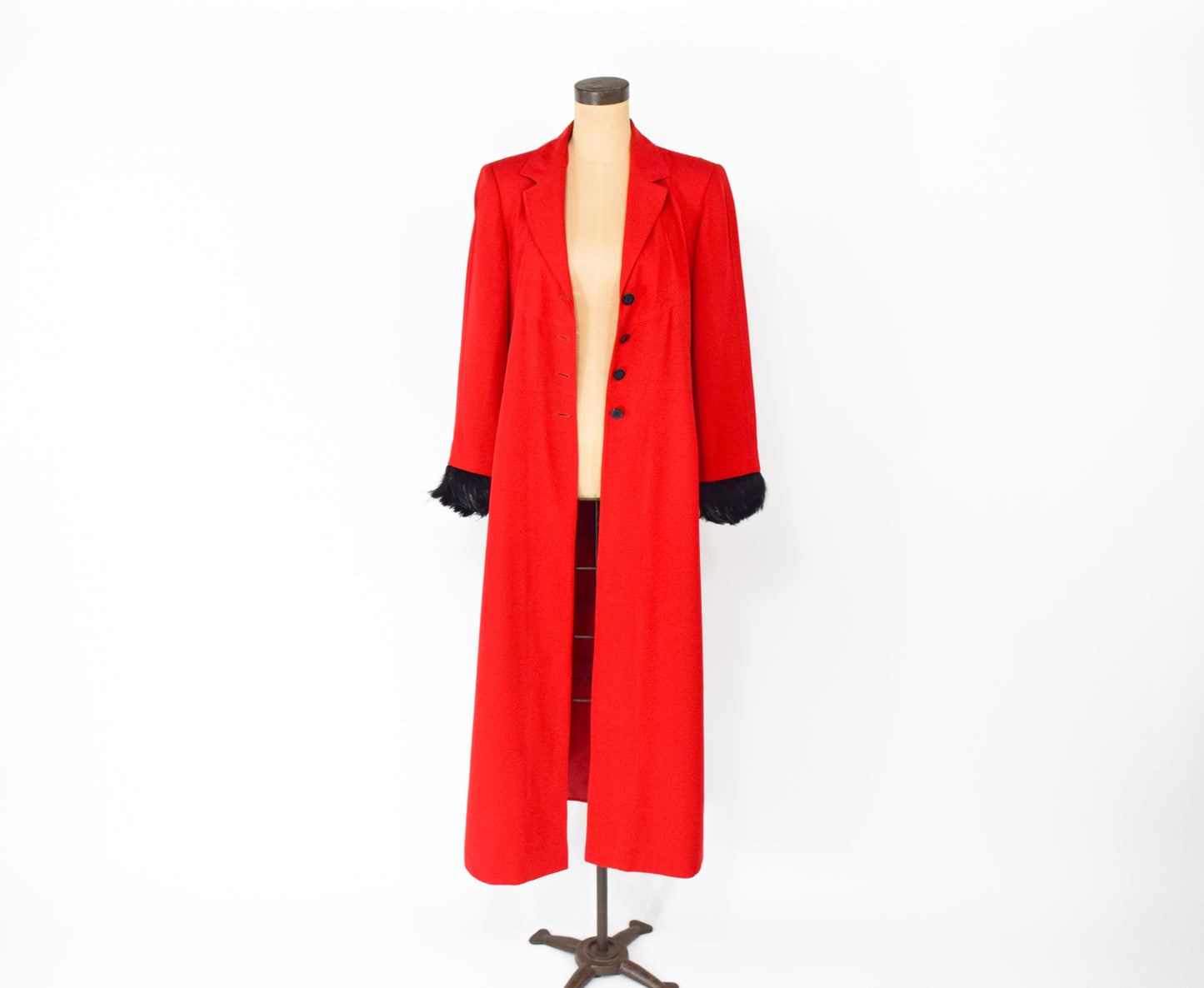 1990s Long Red Feather Coat Large