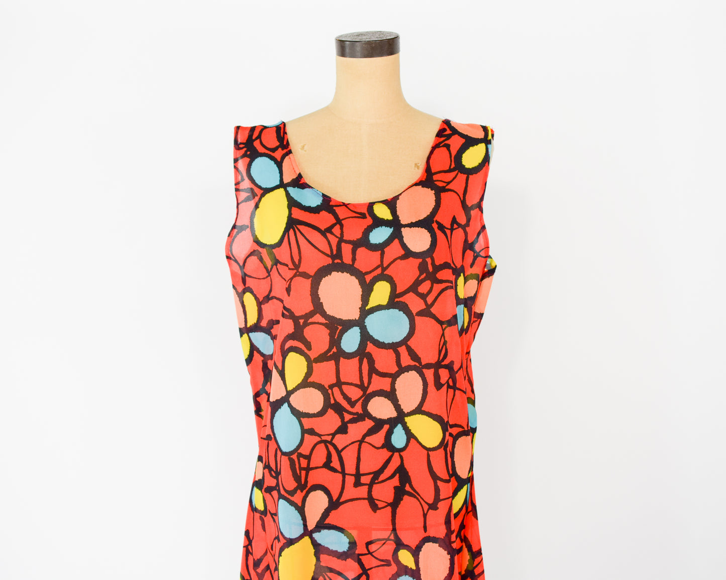 1960s Orange Print Mini Dress Large