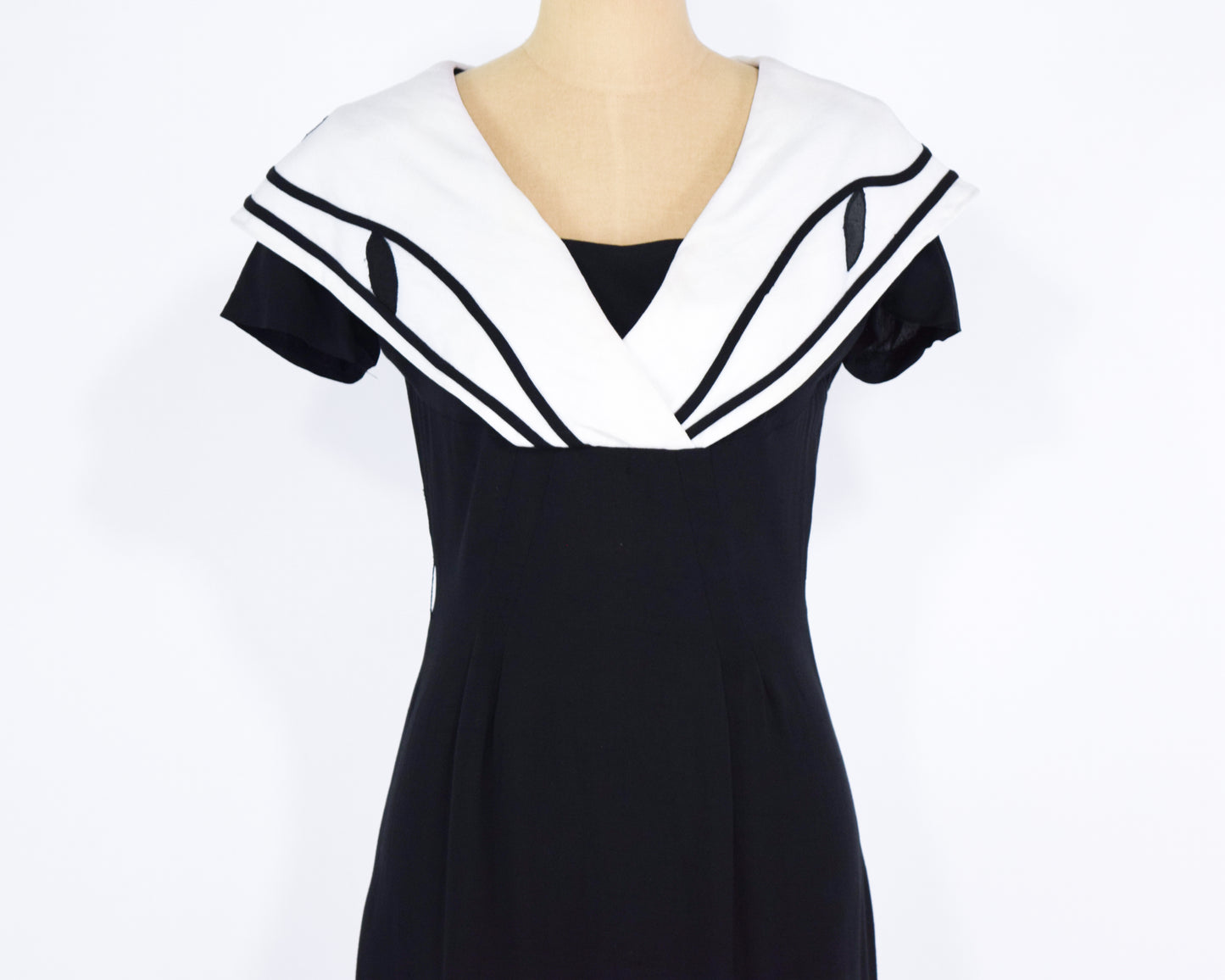 1950s Black Portrait Collar Dress