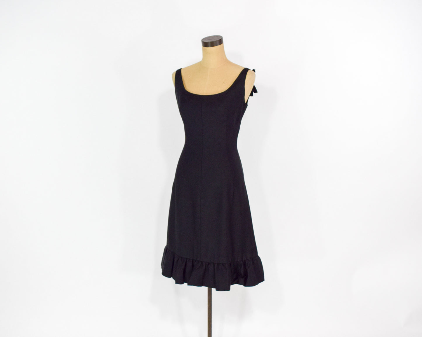 1960s Black Rhinestone Party Dress XS