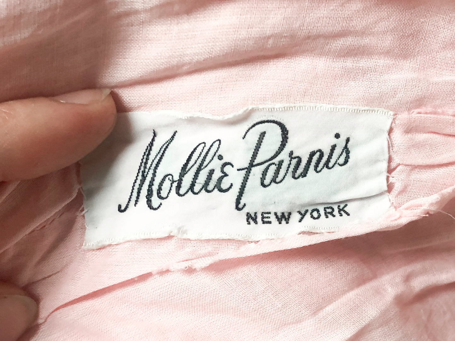 1940s Mollie Parnis Pink Cotton Dress, Extra Small