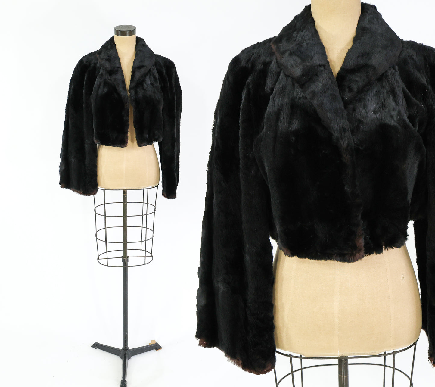 1940s Shirred Beaver Fur Coat, Medium