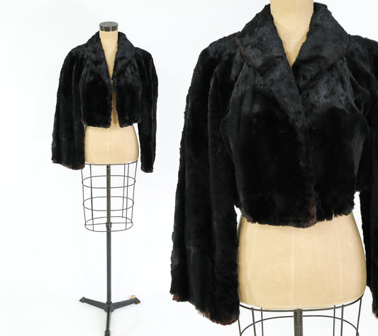 1940s Shirred Beaver Fur Coat, Medium