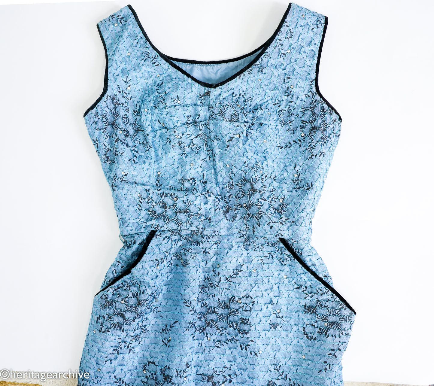 1950s Blue Lace Wiggle Dress, Extra Small Cocktail Dress