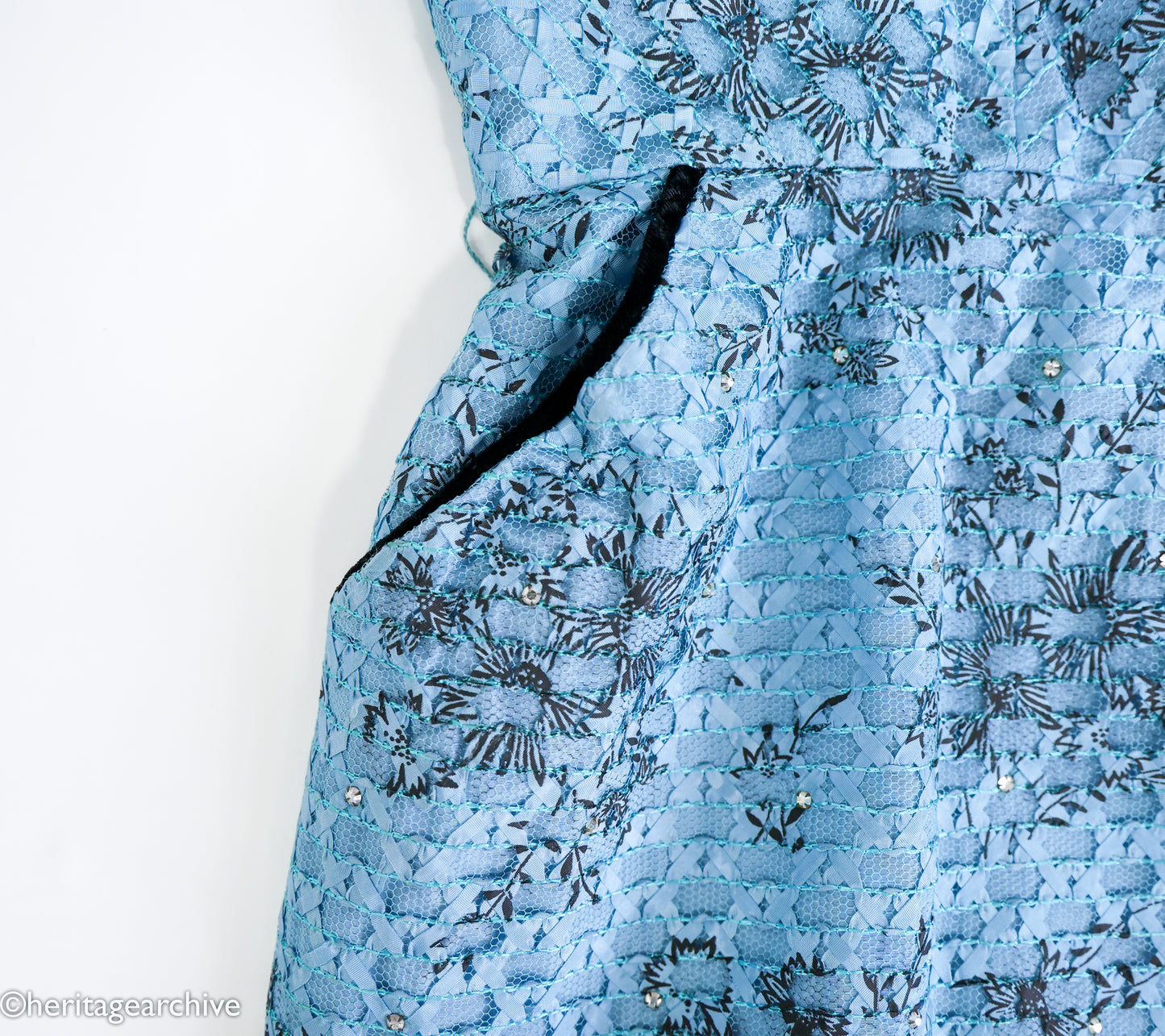 1950s Blue Lace Wiggle Dress, Extra Small Cocktail Dress