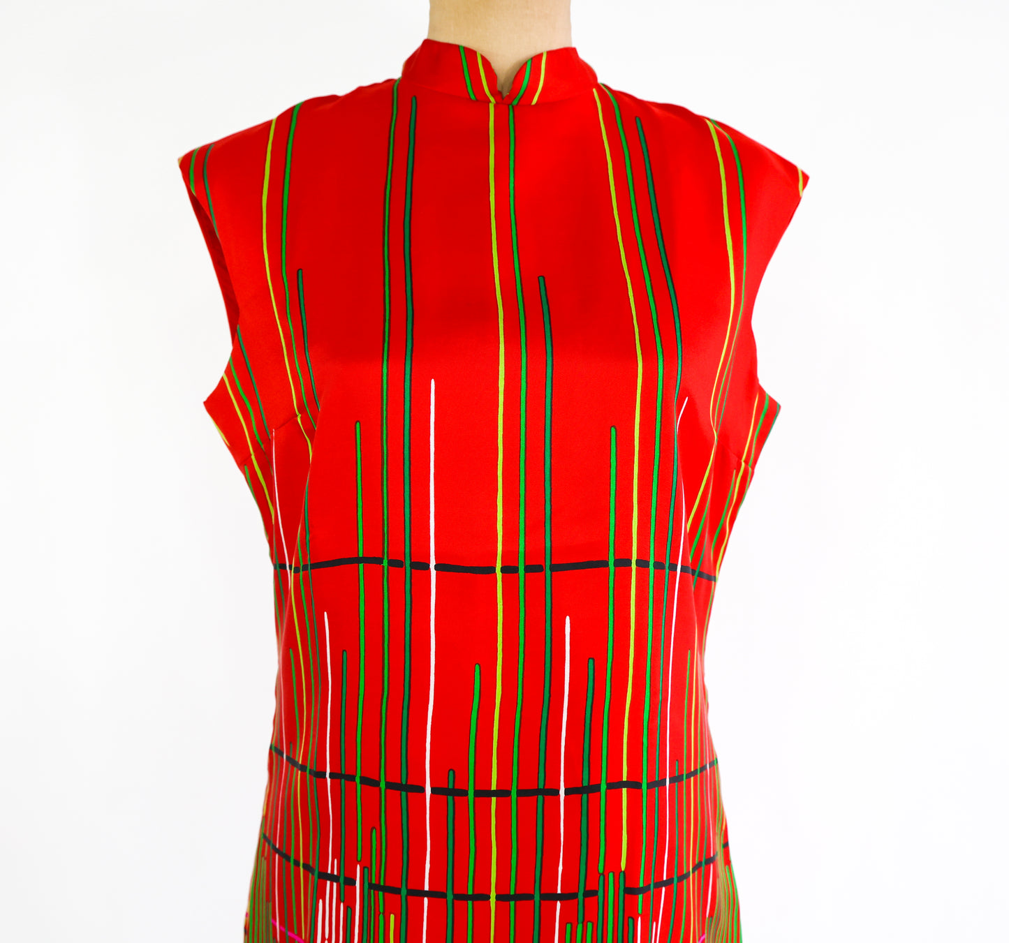 1970s Adele Simpson Red Silk Dress