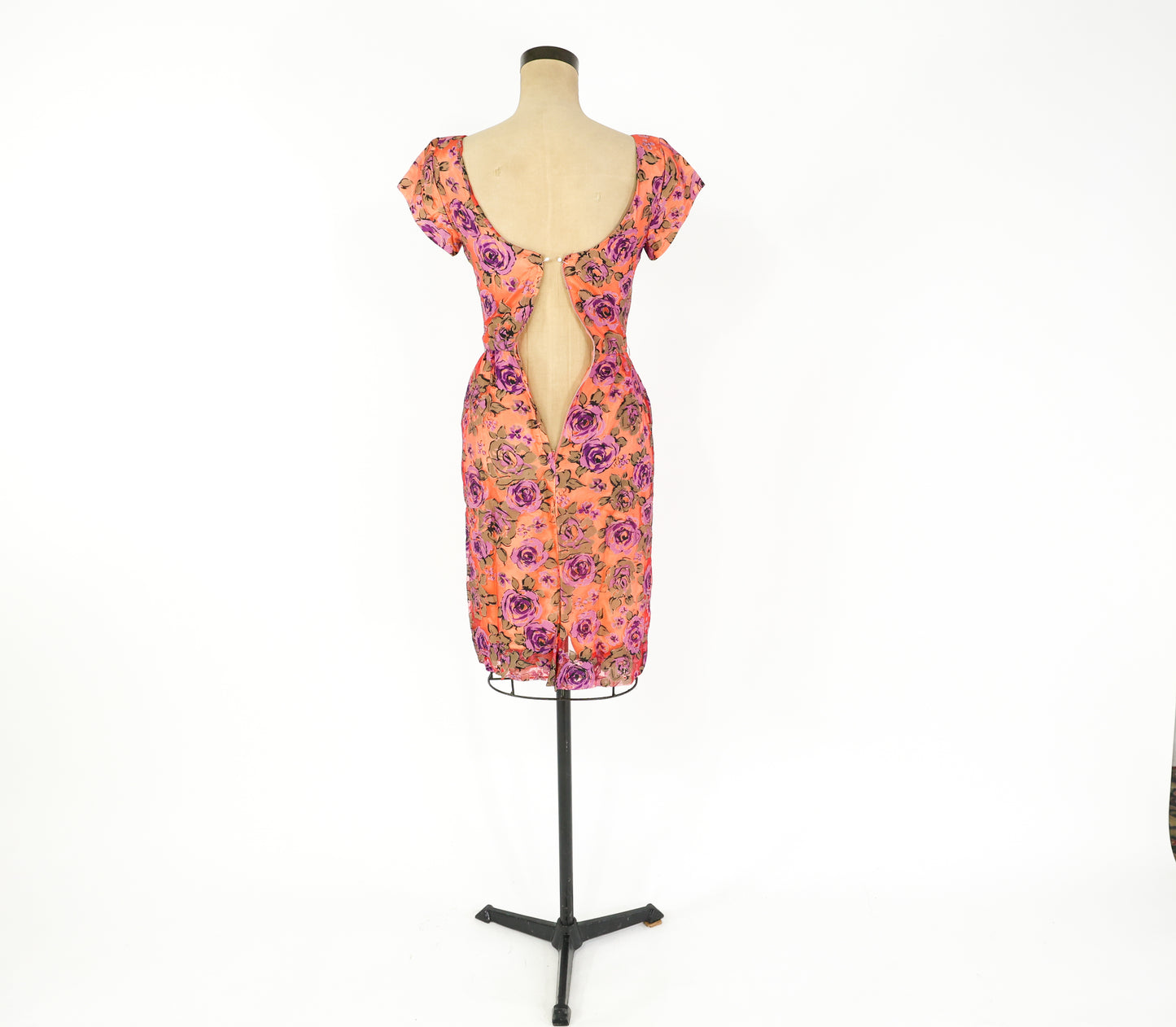 1960s Orange Rose Cocktail Dress