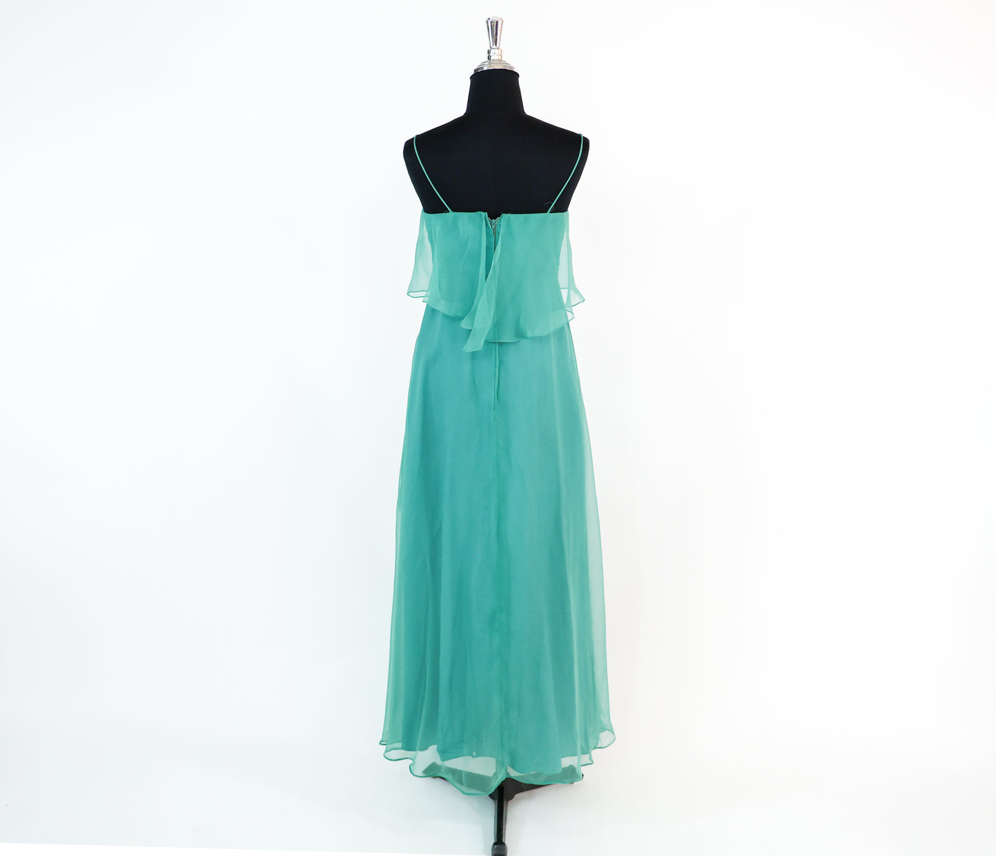 1960s Turquoise One Shoulder Evening Prom Dress, Extra Small