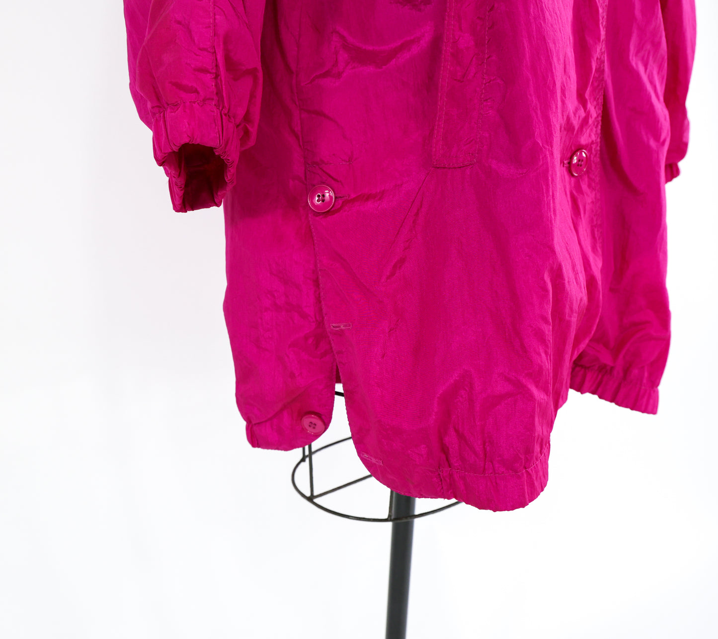 1980s Fuchsia Oversized Raincoat Rain Jacket, Extra Large