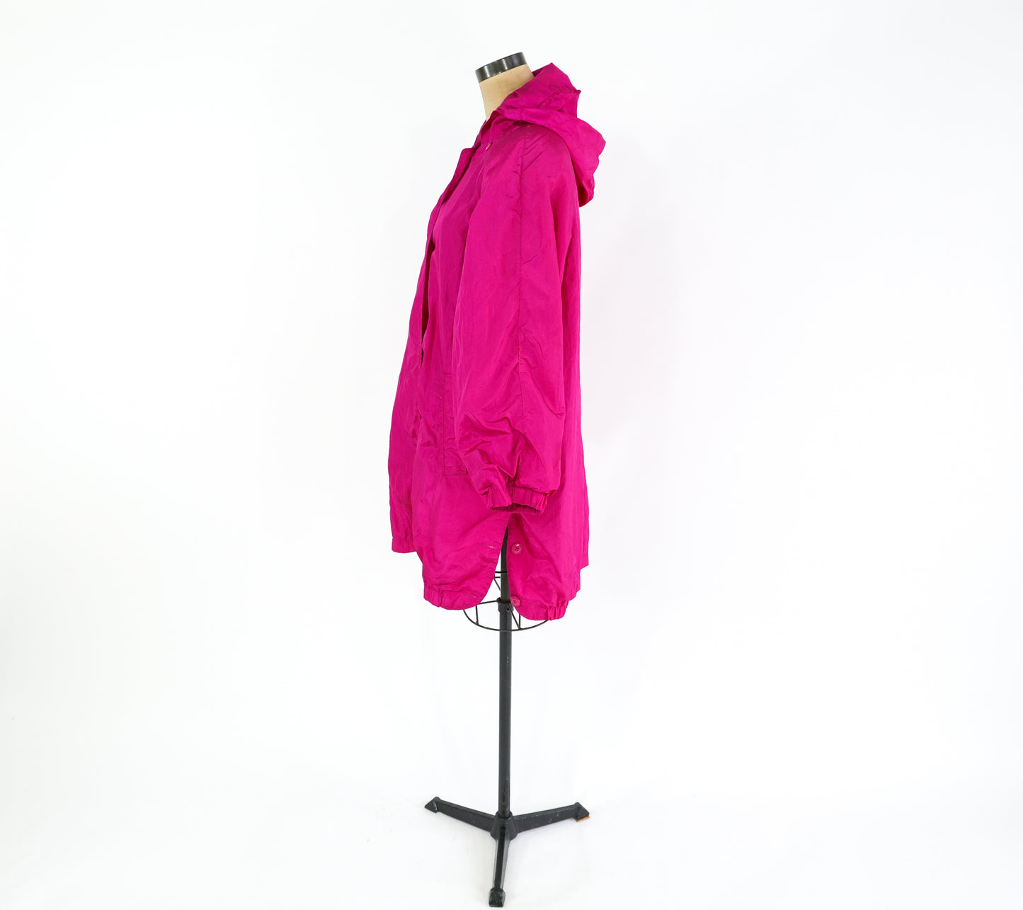 1980s Fuchsia Oversized Raincoat Rain Jacket, Extra Large