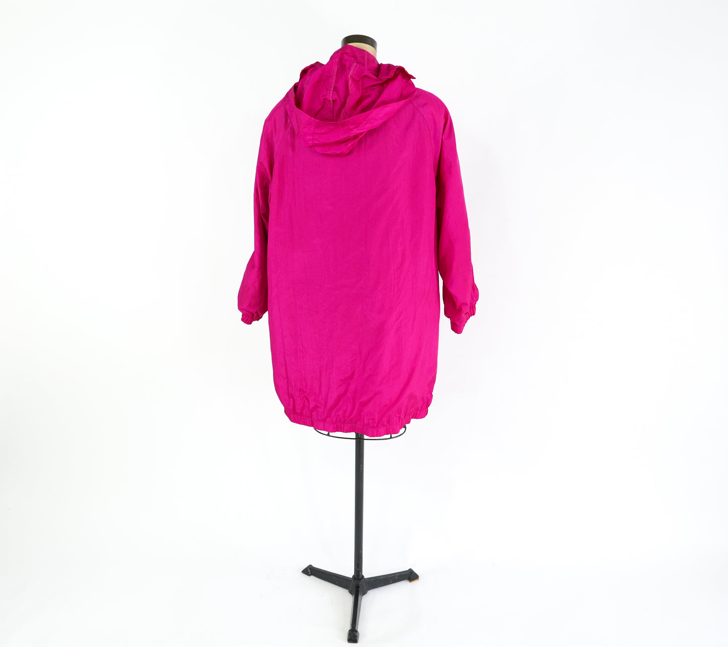 1980s Fuchsia Oversized Raincoat Rain Jacket, Extra Large