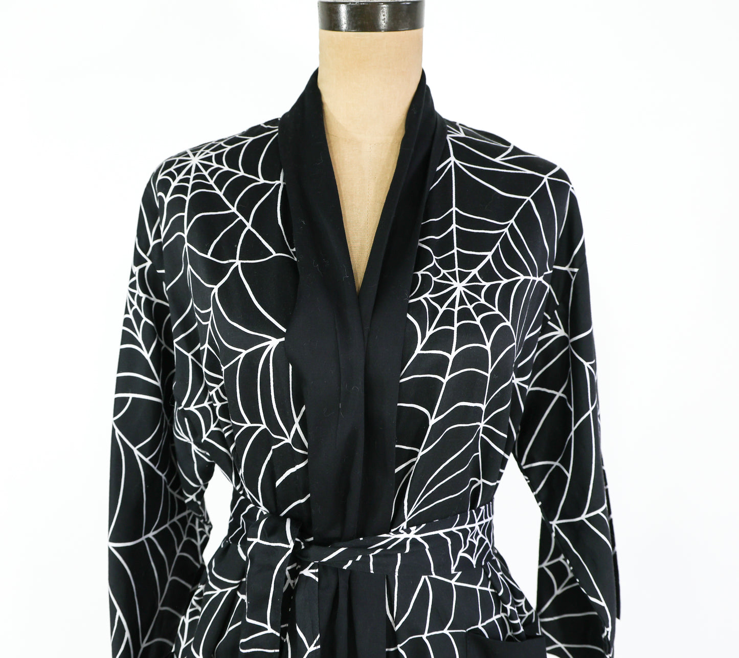 1990s Black Spider Print Robe, Medium