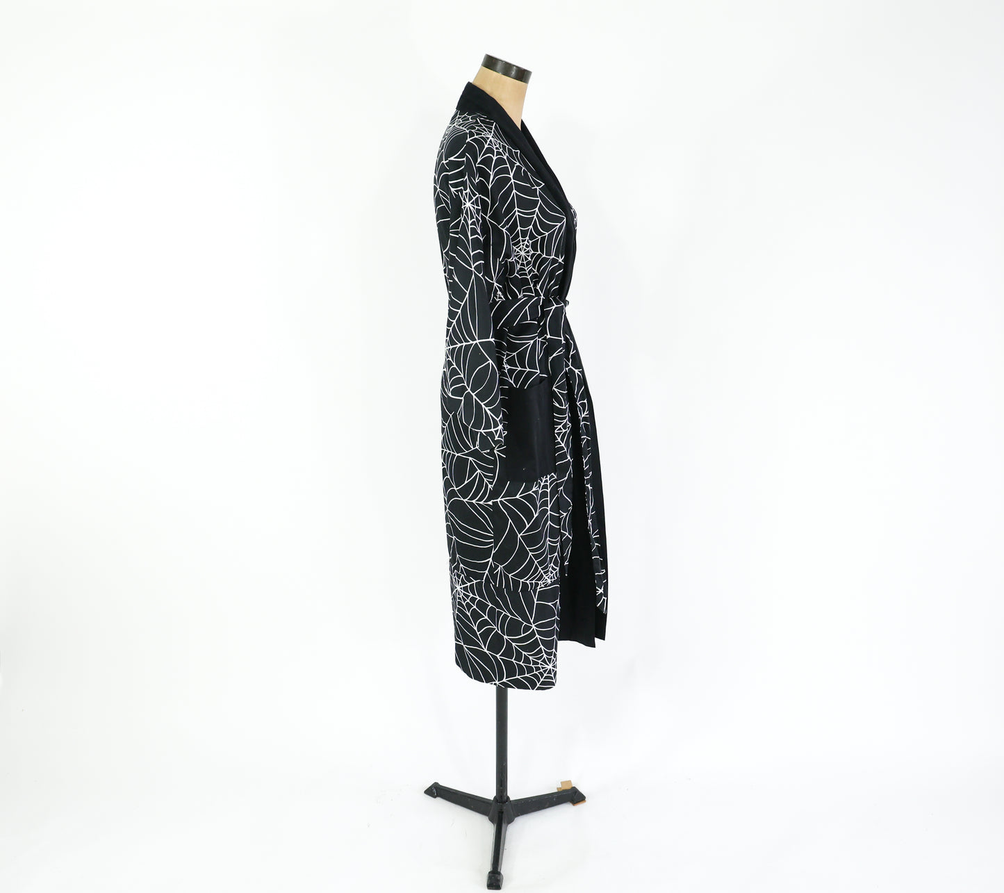 1990s Black Spider Print Robe, Medium