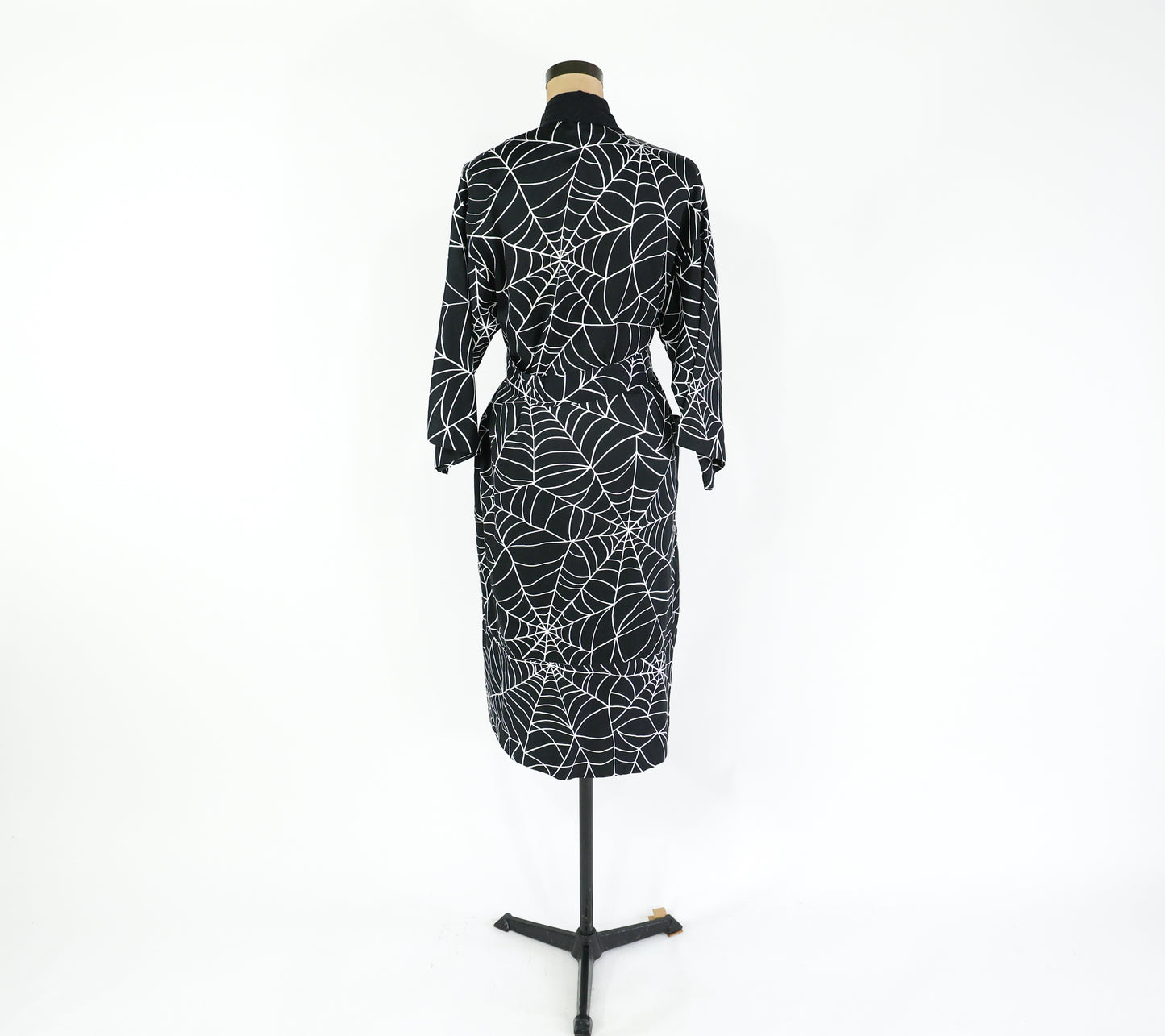 1990s Black Spider Print Robe, Medium