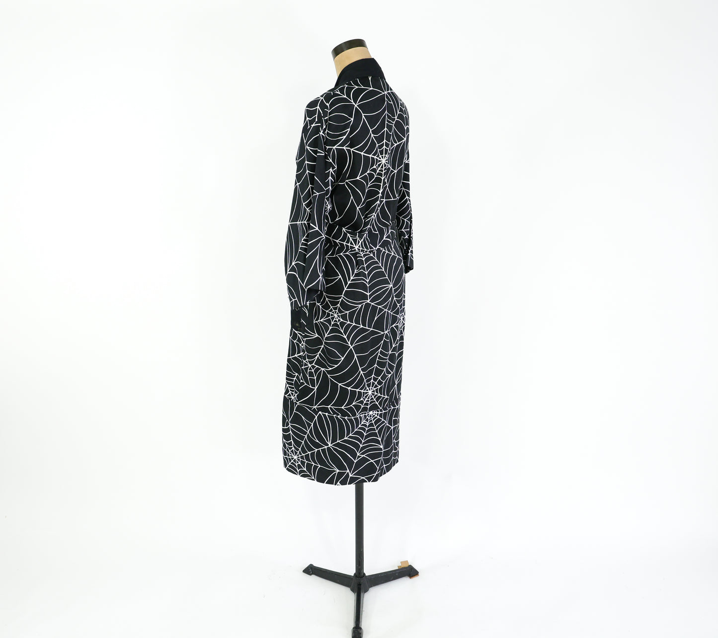 1990s Black Spider Print Robe, Medium