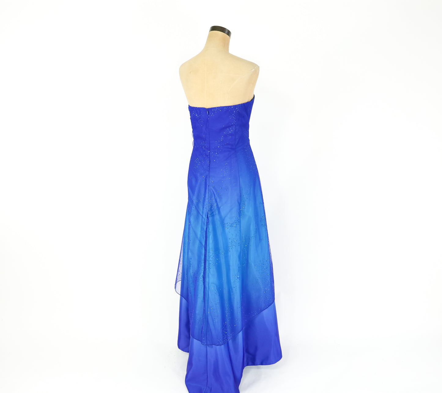 Plus Size 1990s Blue Glitter Prom Dress, XXL