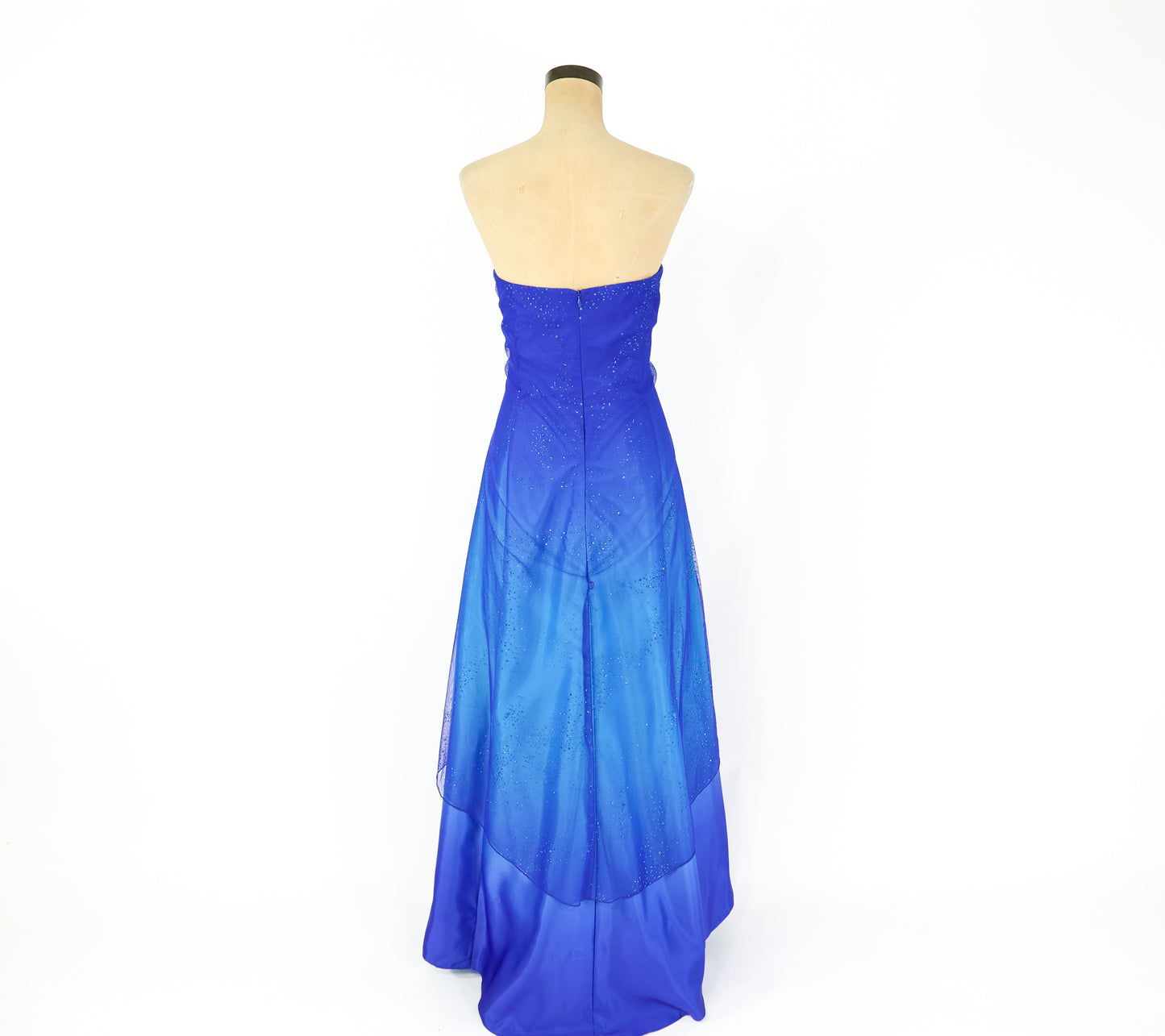 Plus Size 1990s Blue Glitter Prom Dress, XXL