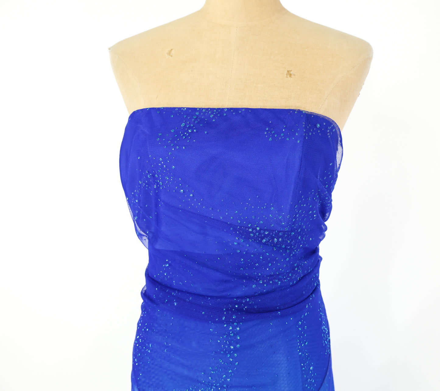 Plus Size 1990s Blue Glitter Prom Dress, XXL