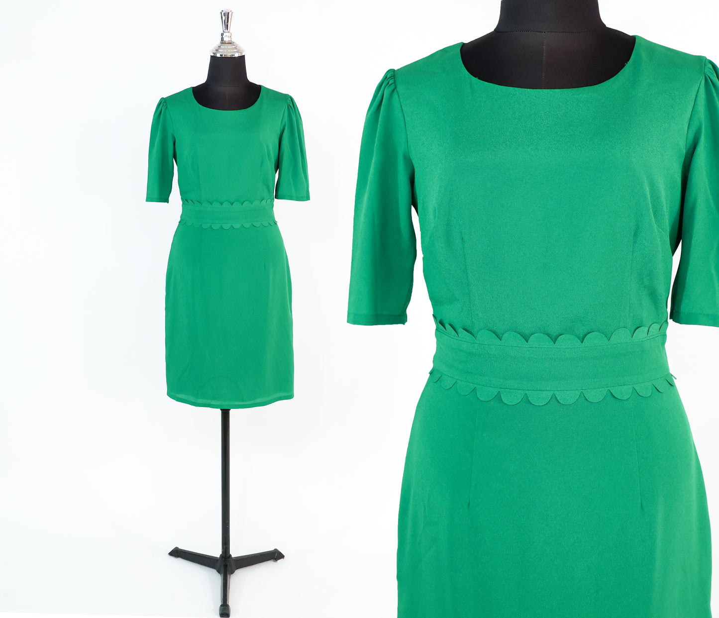 2000s Tahari Kelly Green Dress, Small