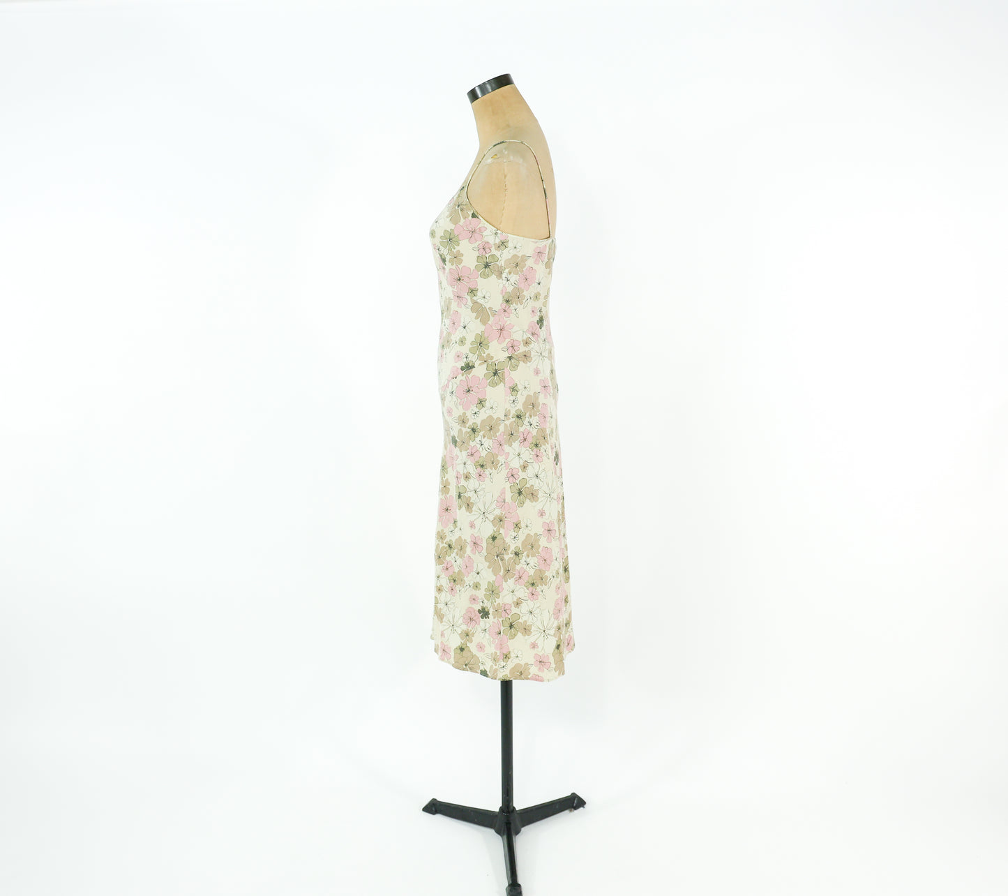 2000s Tan Floral Silk Slip Dress, J Crew Size 4