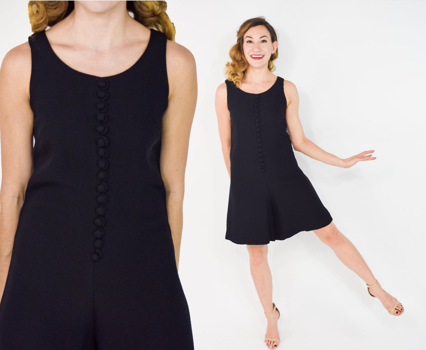 1960s Black Sleeveless Romper Medium