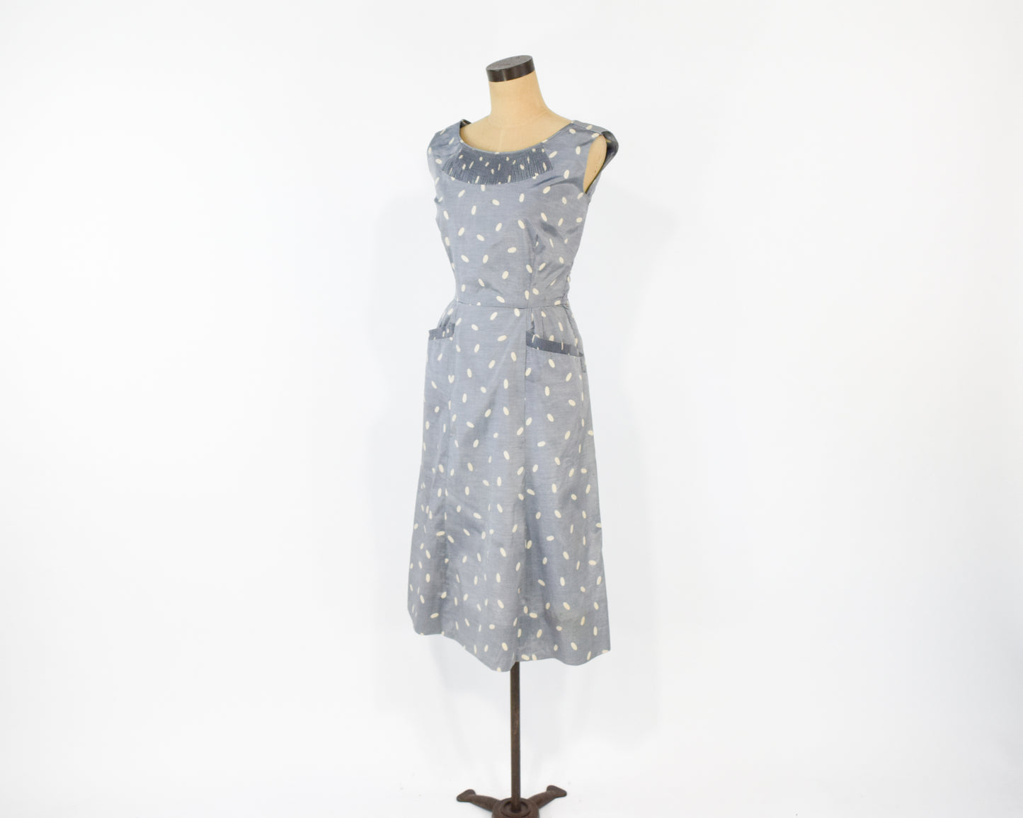 1940s Silver Dotted Dress & Jacket Set, Small