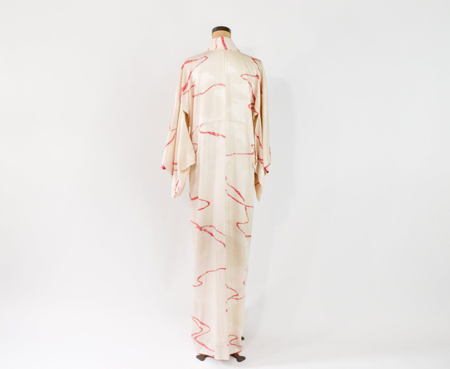 Vintage Kimono White Print Silk