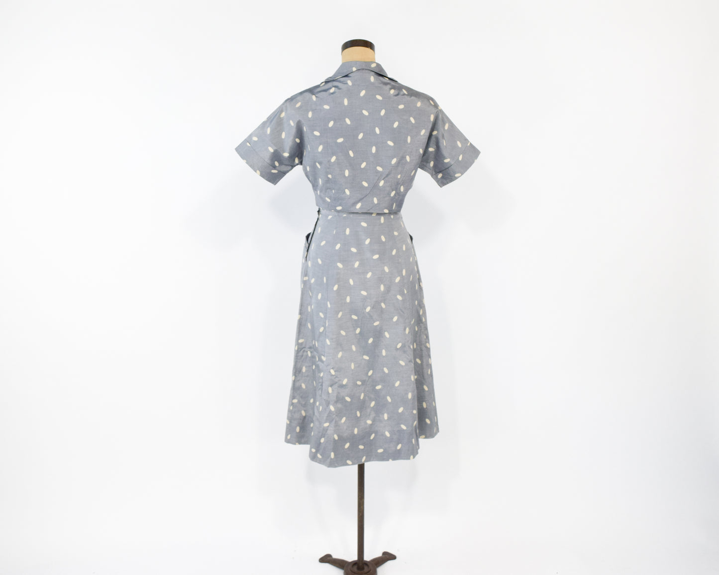 1940s Silver Dotted Dress & Jacket Set, Small