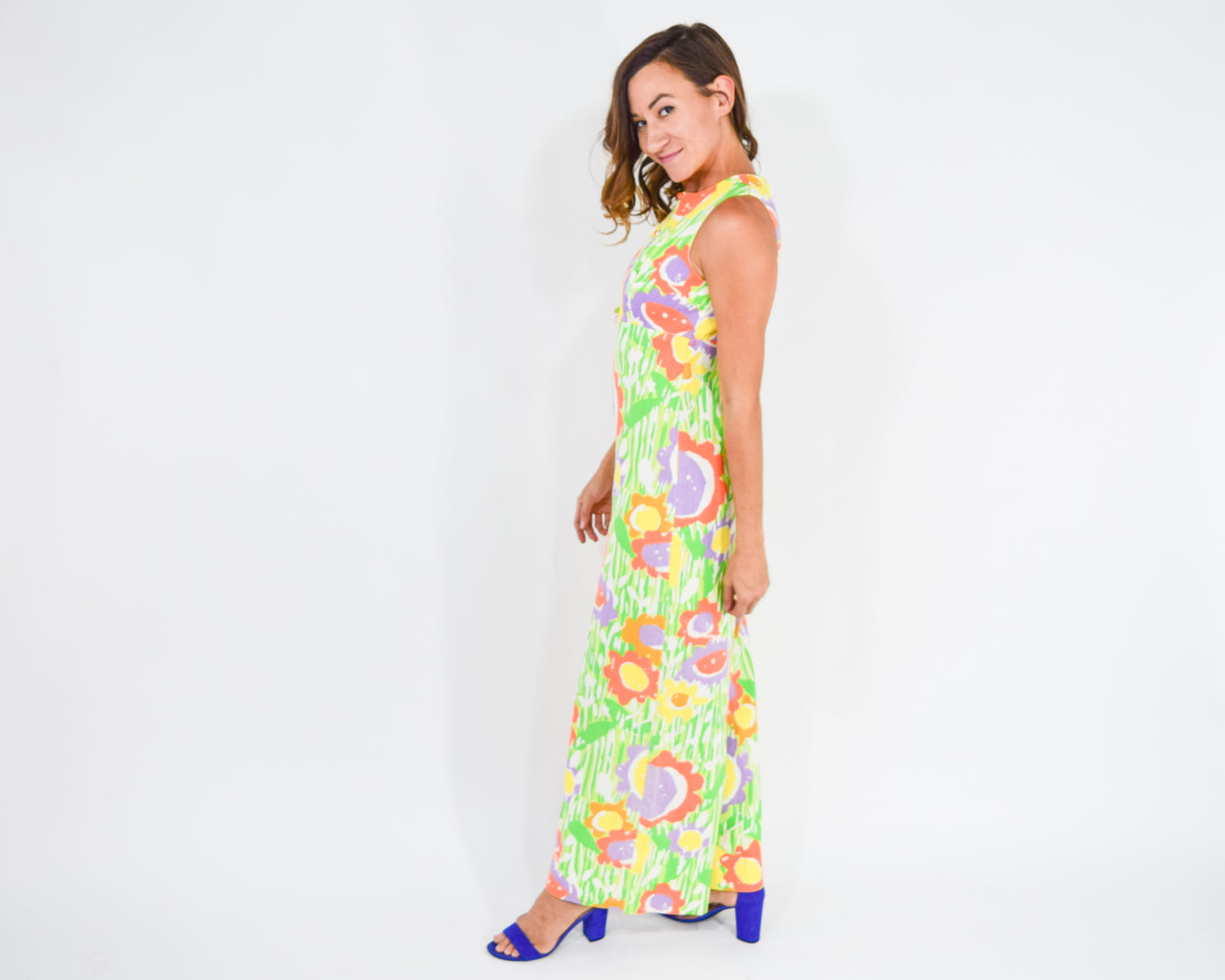 1960s Green Print Jumpsuit, Medium