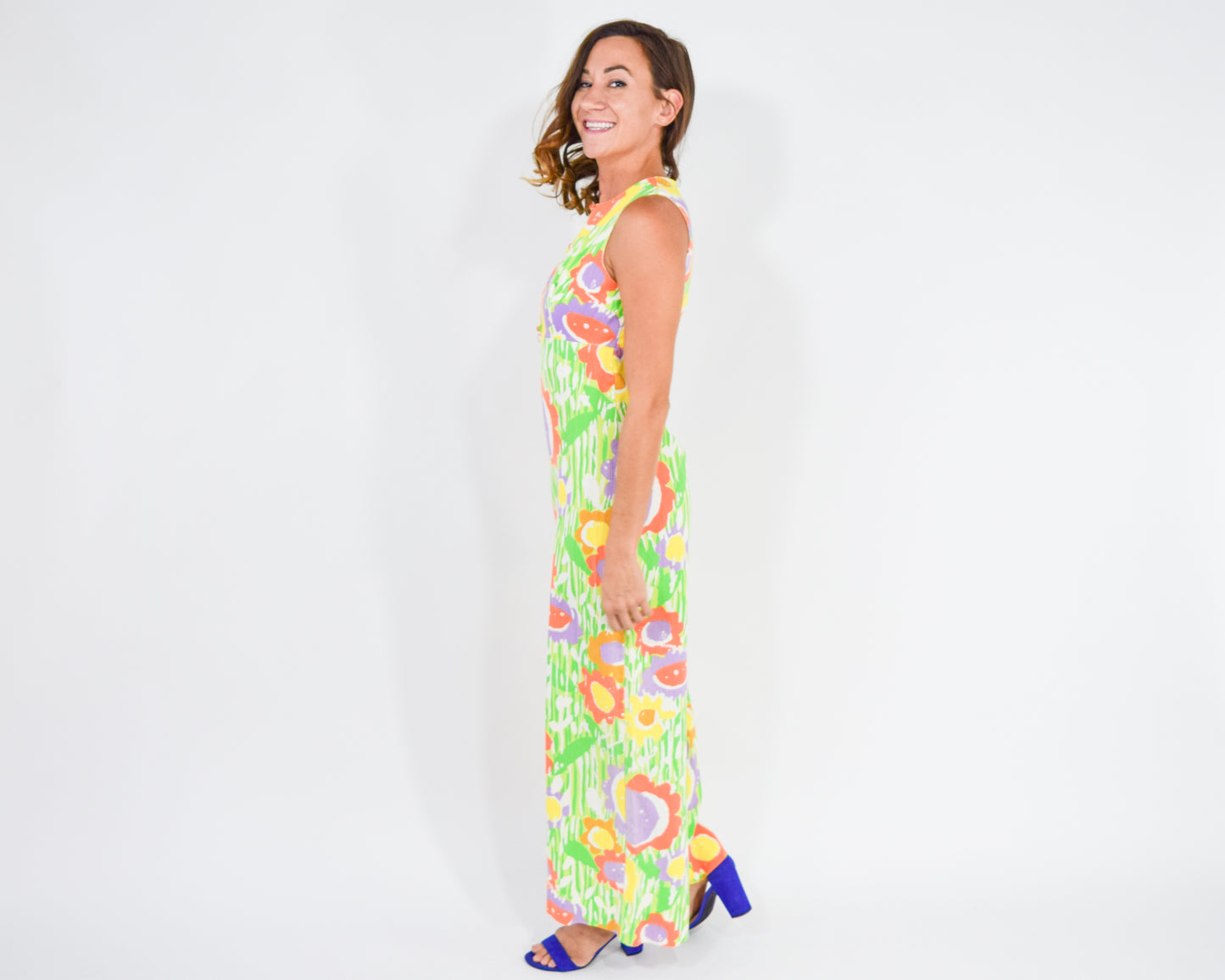 1960s Green Print Jumpsuit, Medium