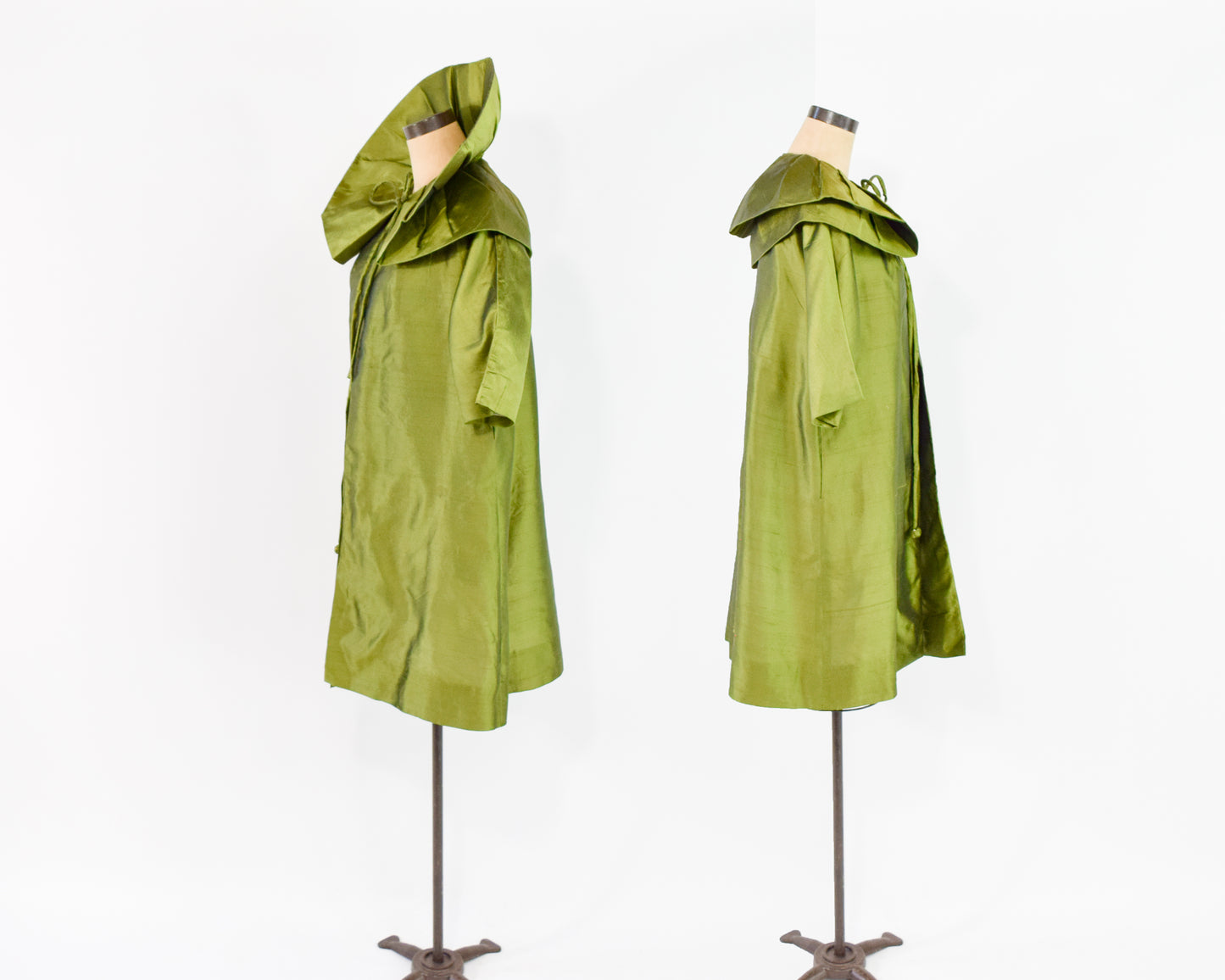 1950s Olive Green Silk Opera Coat