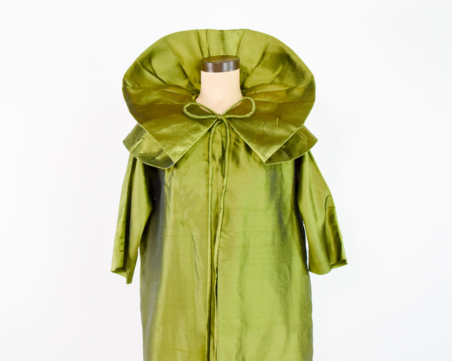 1950s Olive Green Silk Opera Coat