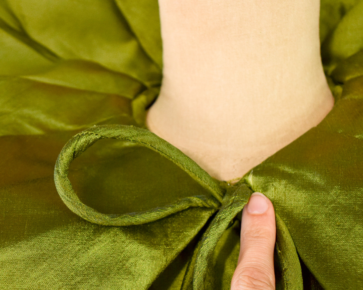 1950s Olive Green Silk Opera Coat