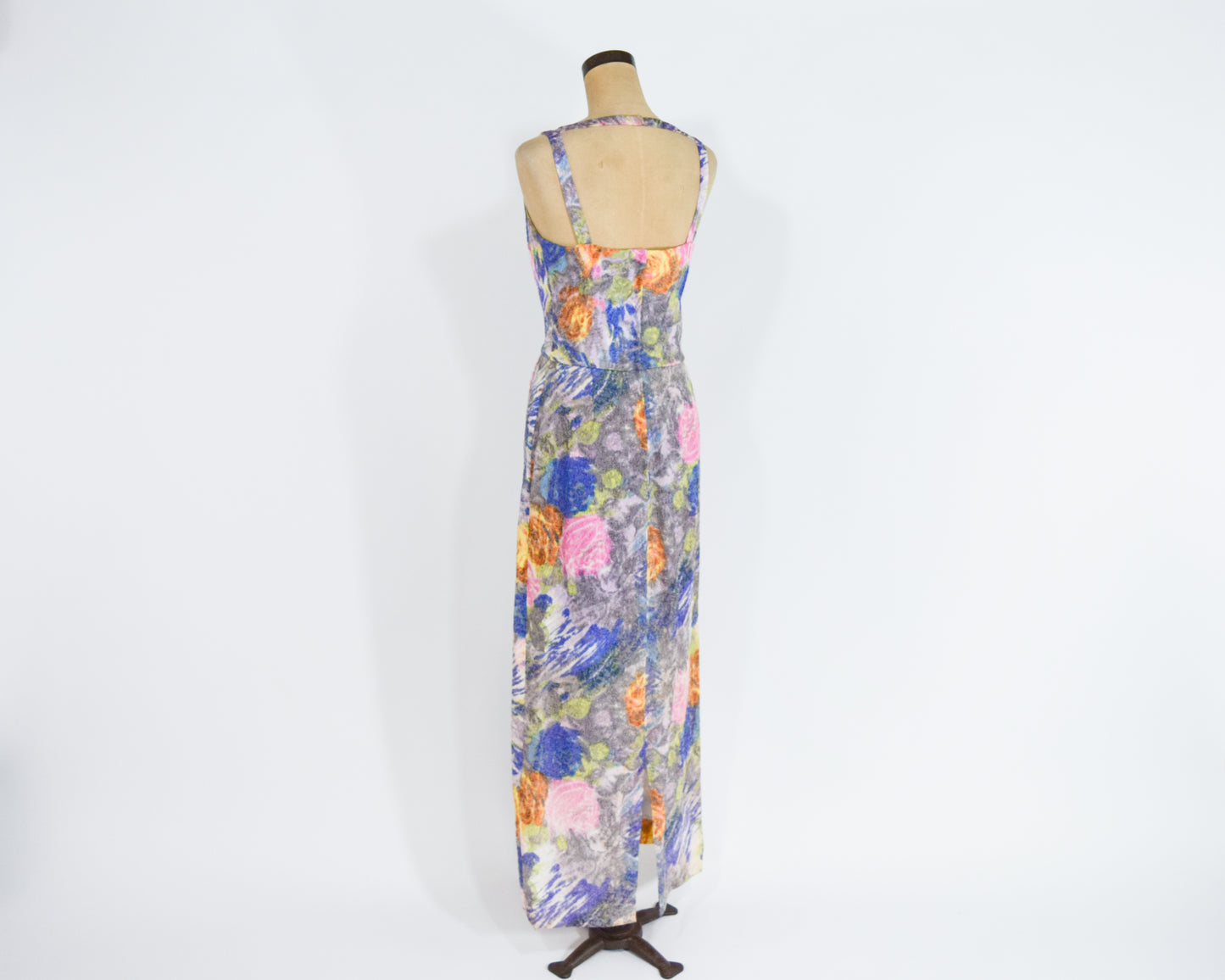1960s Colorful Backless Evening Dress, Small