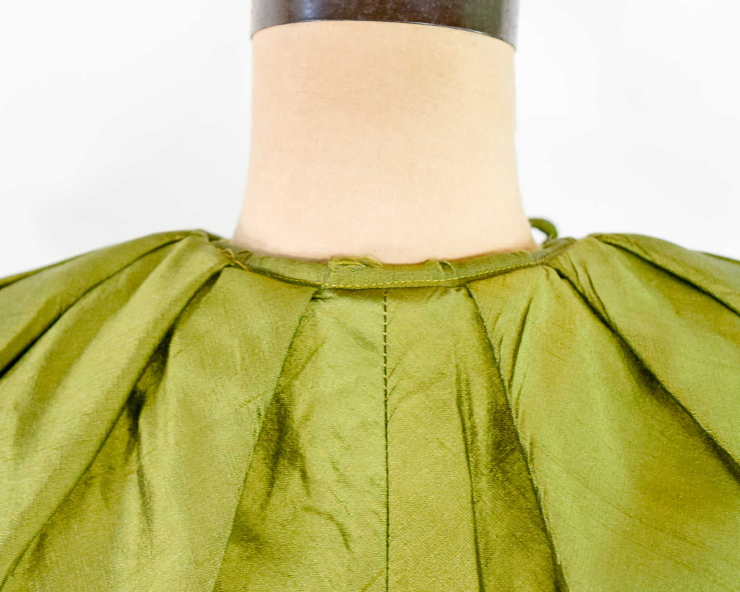 1950s Olive Green Silk Opera Coat