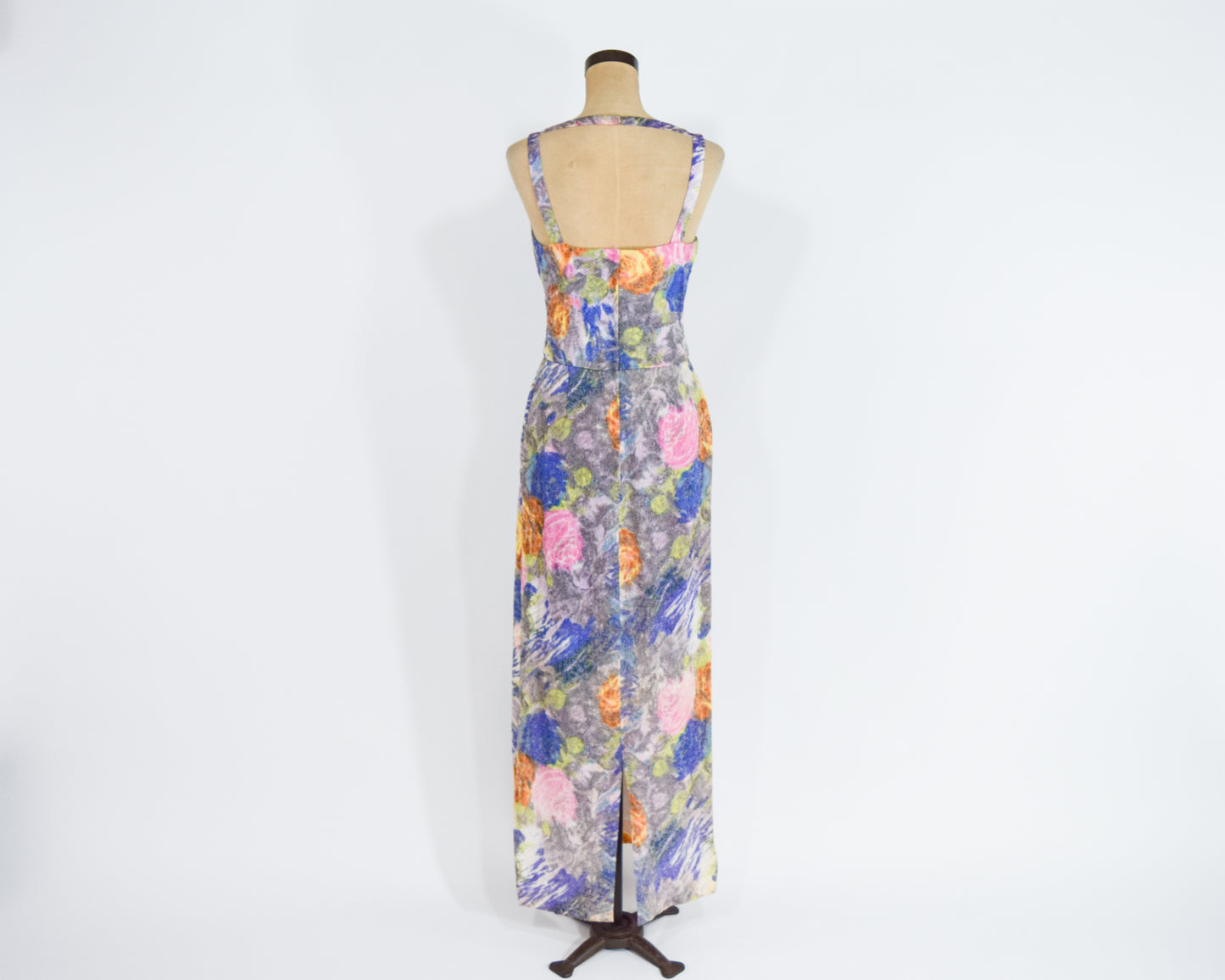 1960s Colorful Backless Evening Dress, Small