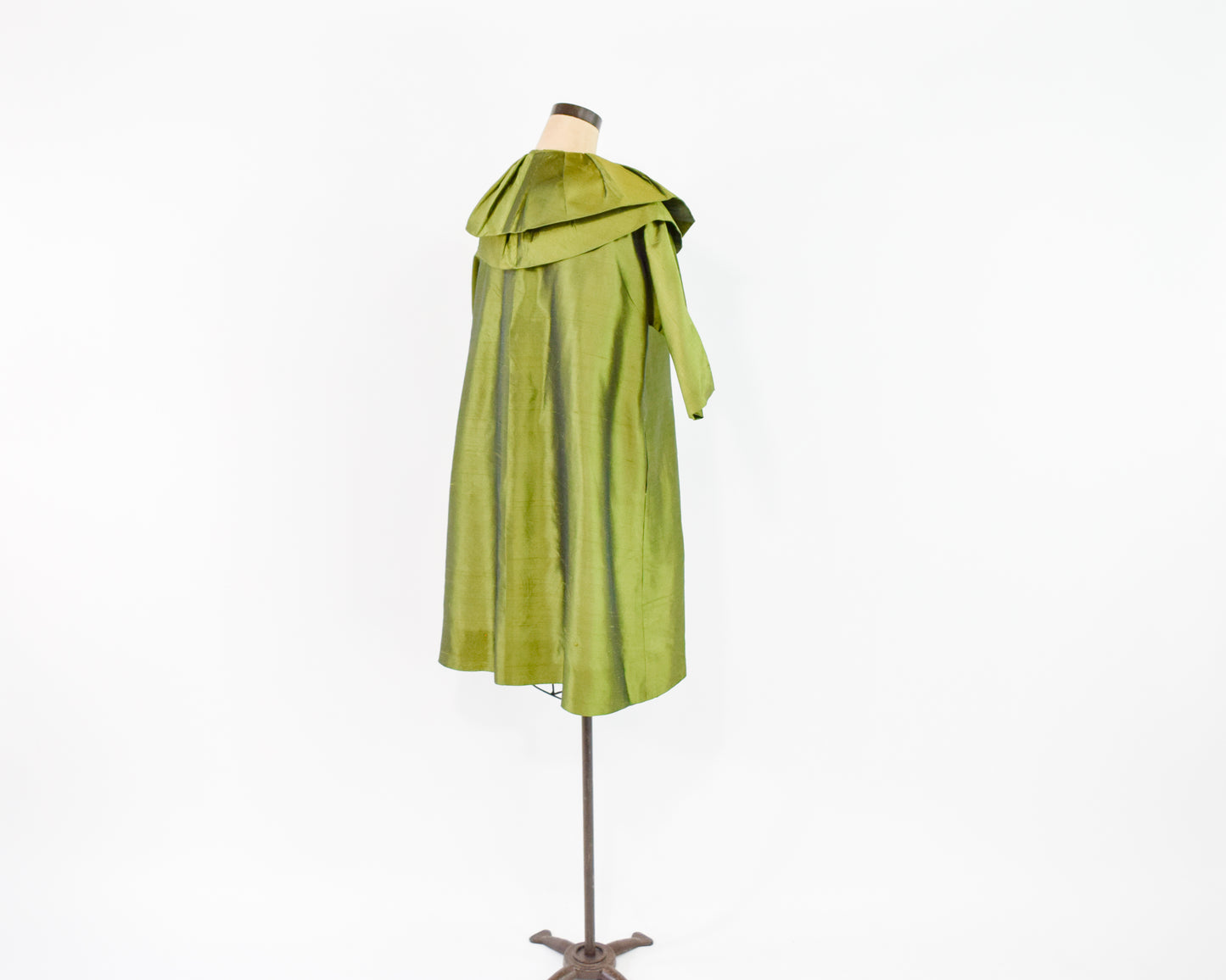 1950s Olive Green Silk Opera Coat