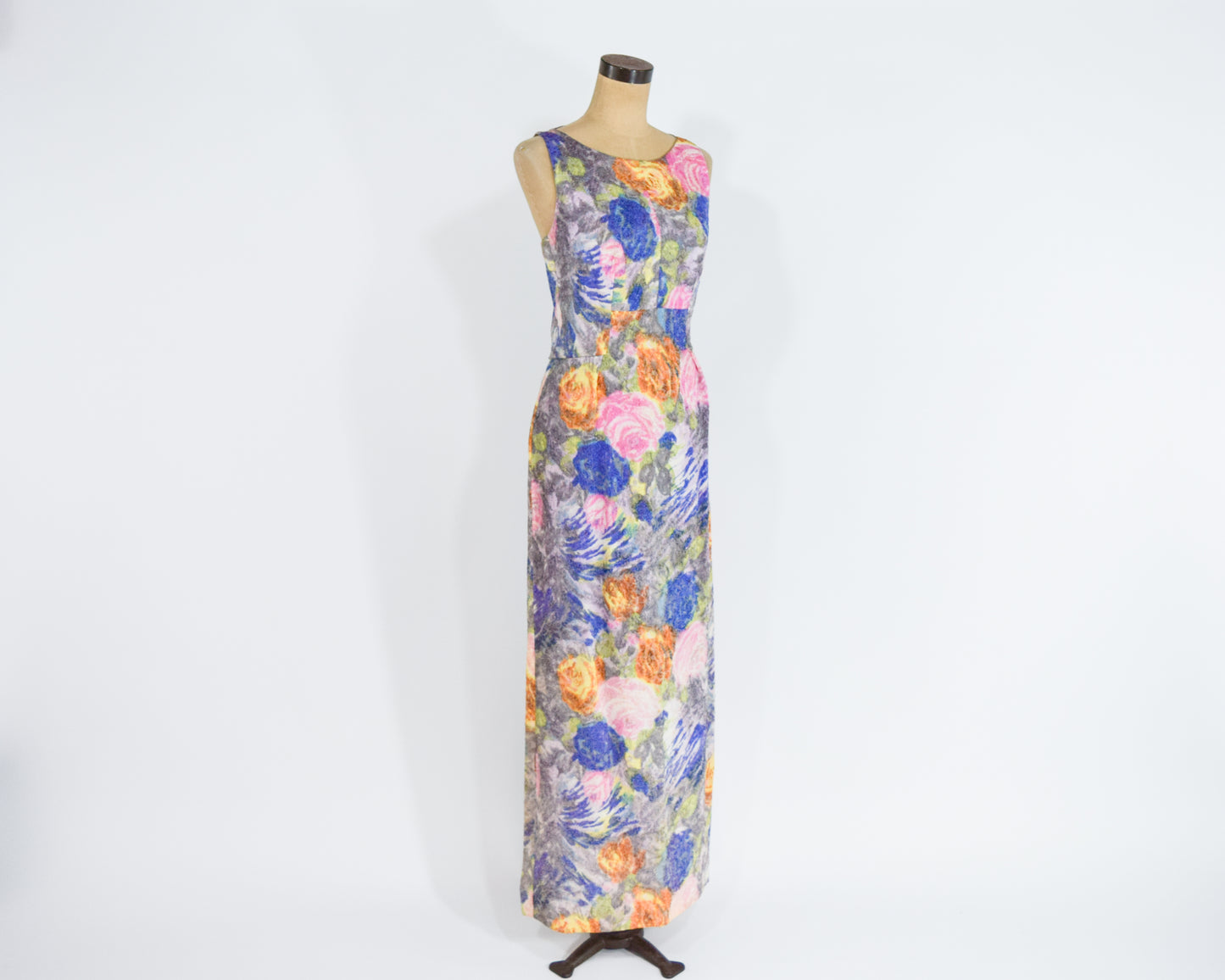 1960s Colorful Backless Evening Dress, Small