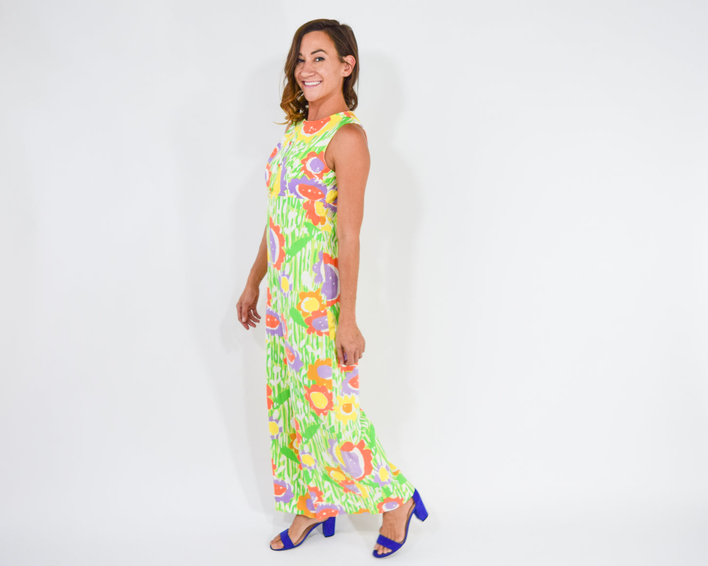 1960s Green Print Jumpsuit, Medium