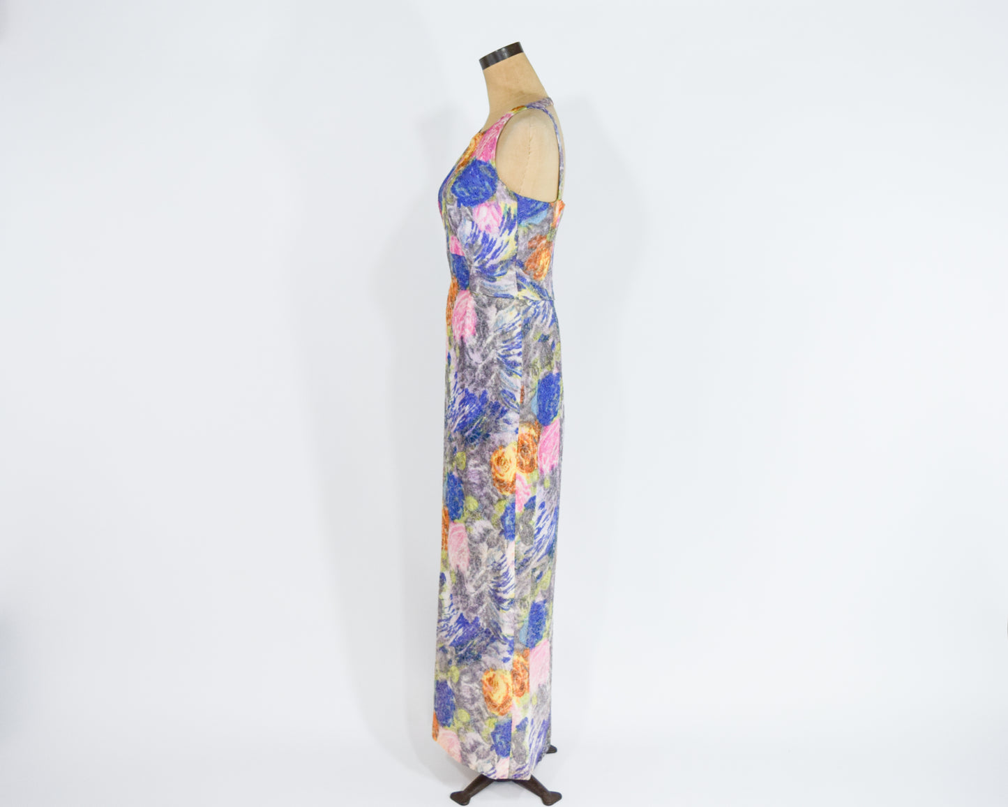 1960s Colorful Backless Evening Dress, Small