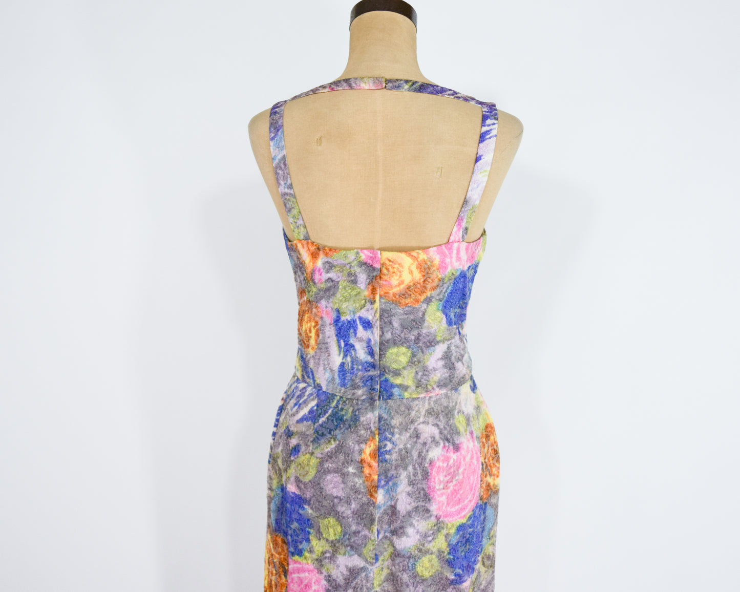 1960s Colorful Backless Evening Dress, Small