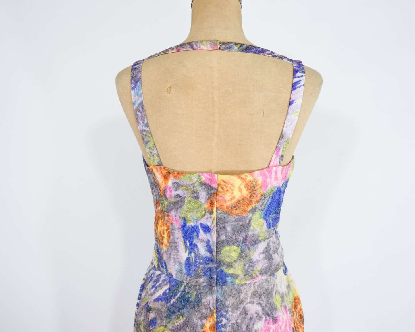 1960s Colorful Backless Evening Dress, Small