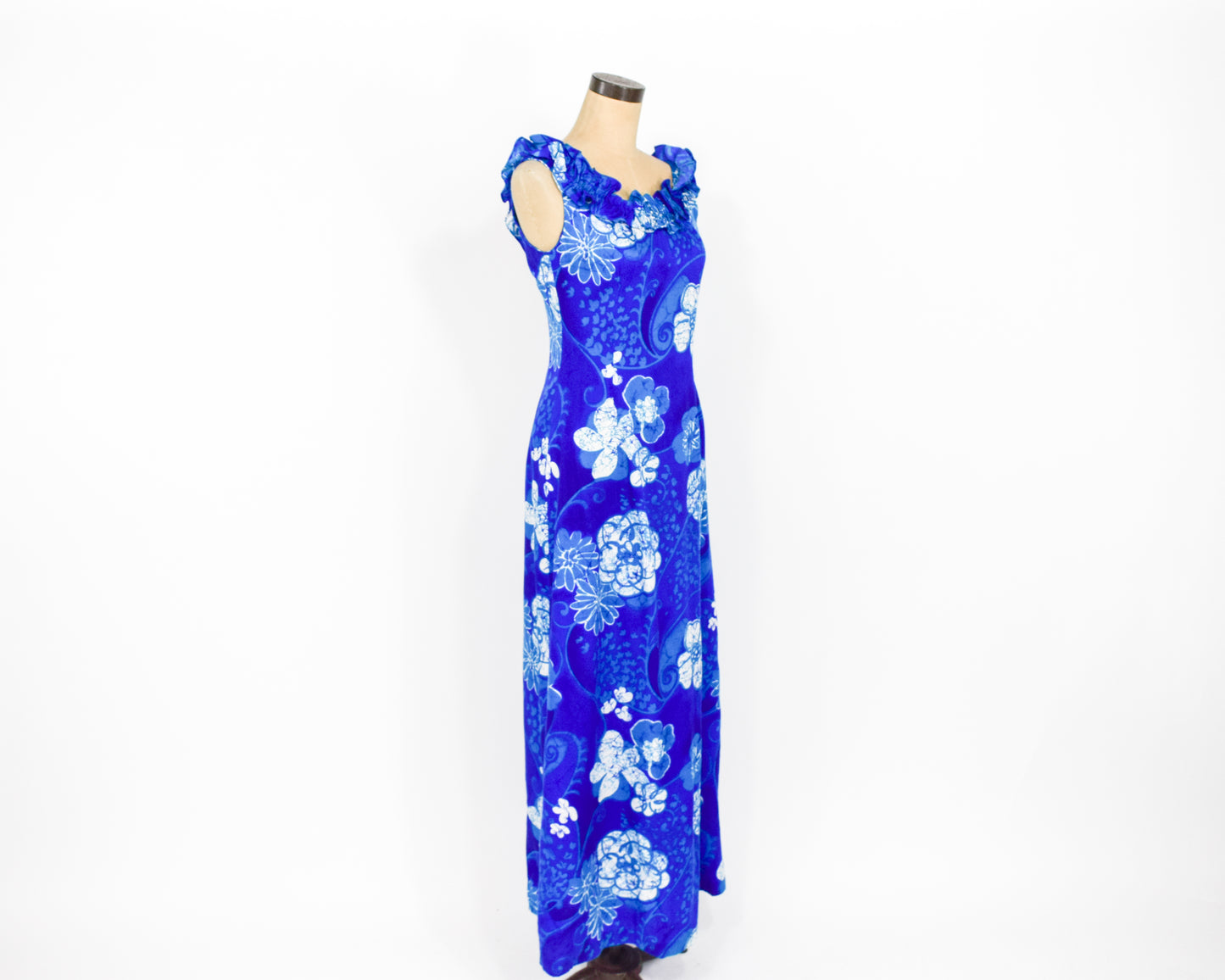 1960s Blue Hawaiian Dress, Small