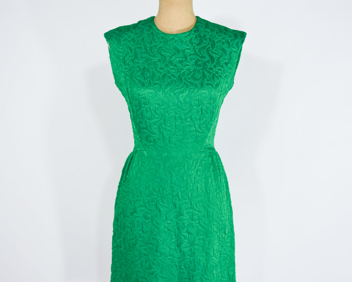 1960s Green Brocade Party Dress, Small