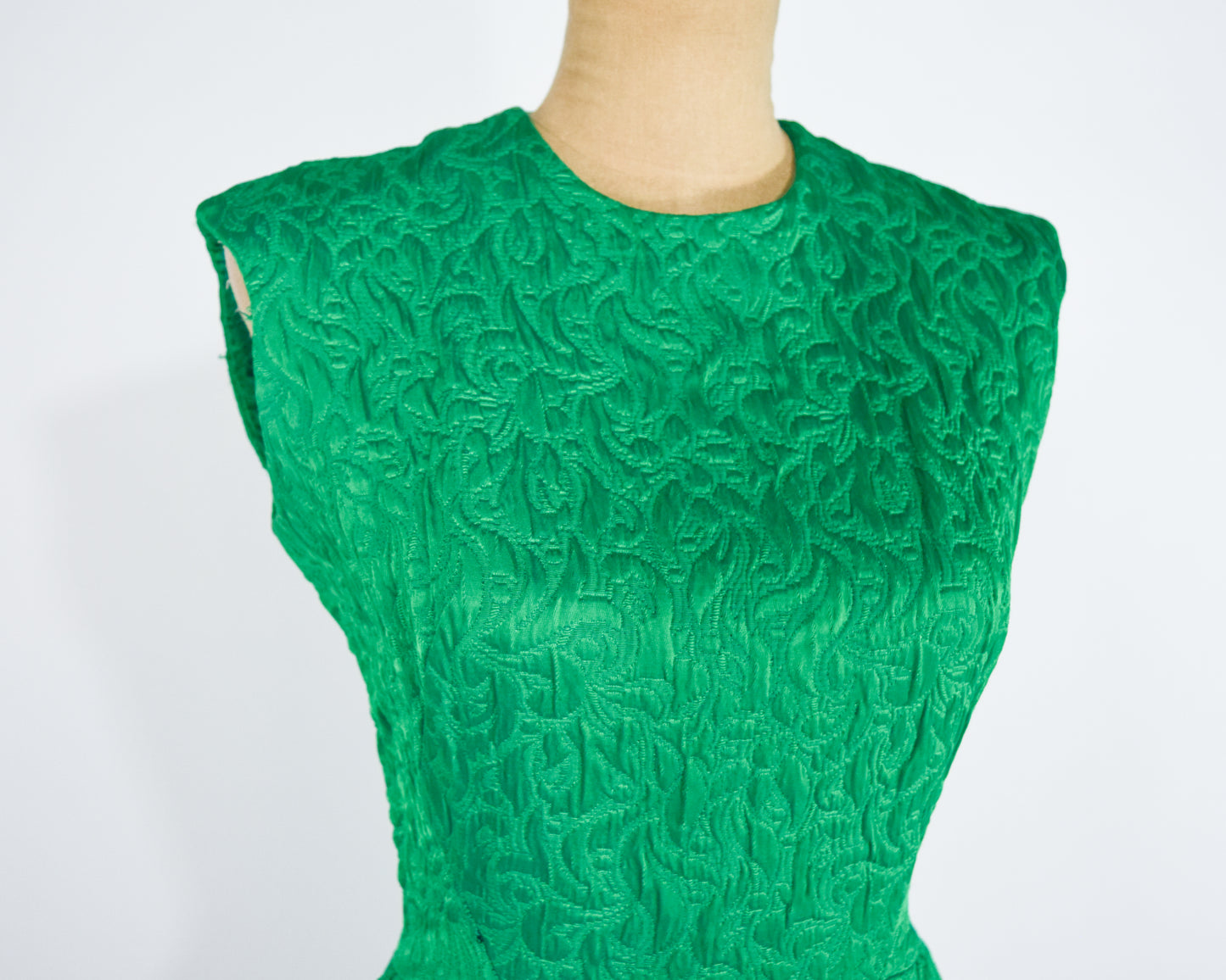 1960s Green Brocade Party Dress, Small